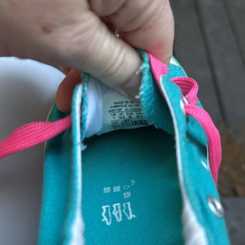 Converse girls teal and pink sneakers size 1